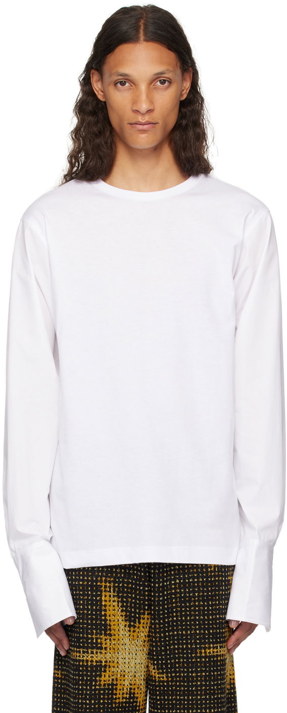 White Paneled Long Sleeve T-Shirt