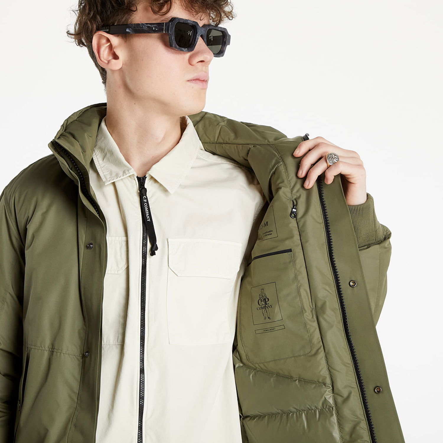 Яке C.P. Company Micro-M Down Stand Collar Jacket Зелено | 11CMOW017A004275A-665, 1