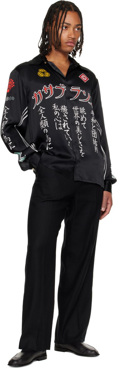 Риза Casablanca Emblem Long Sleeve Silk Satin Shirt Черно | U-AW25-SH-021-04-M, 3