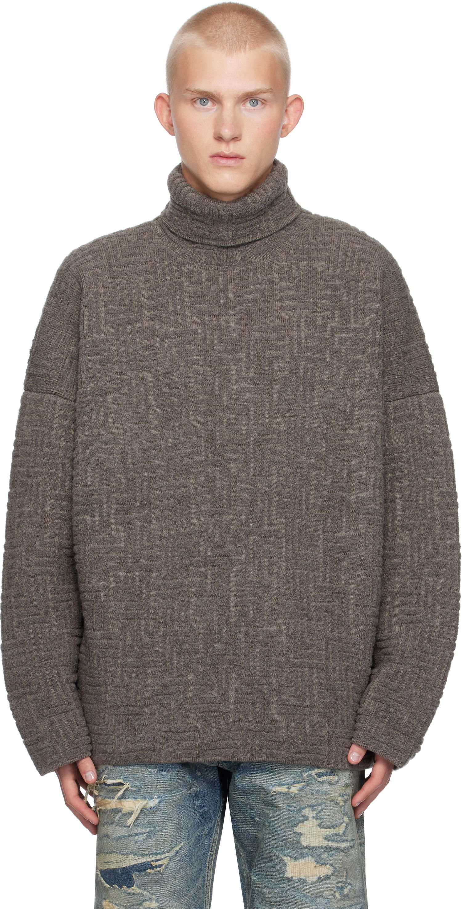 Пуловер Fear of God Fear of God Wool Jacquard Turtleneck Sweater Кафяво | FG820-22810WJB, 0