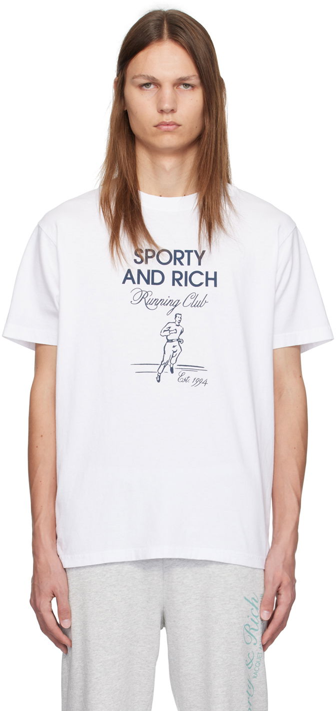 Тениска Sporty & Rich White Running Man T-Shirt Бяло | TO042S409RW