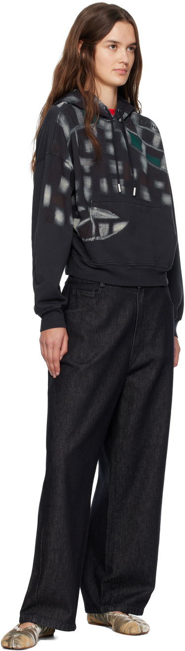 Суитчър Eckhaus Latta Eckhaus Latta Garment-Dyed Printed Hoodie Черно | 251-EL-PF25-P -, 3