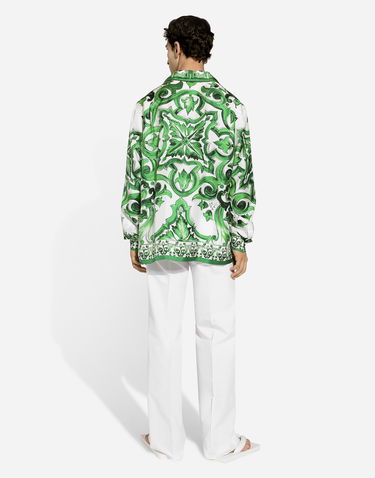 Риза Dolce & Gabbana Majolica Print Silk Twill Shirt Бяло | G5IF1THI1SVHV3TN, 2