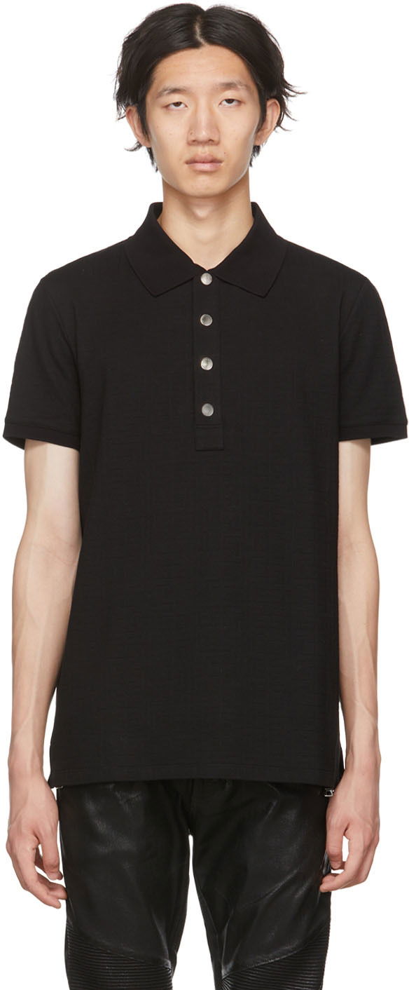Поло тениска Balmain Embroidered Polo Shirt Черно | YH1GB000JB82, 0