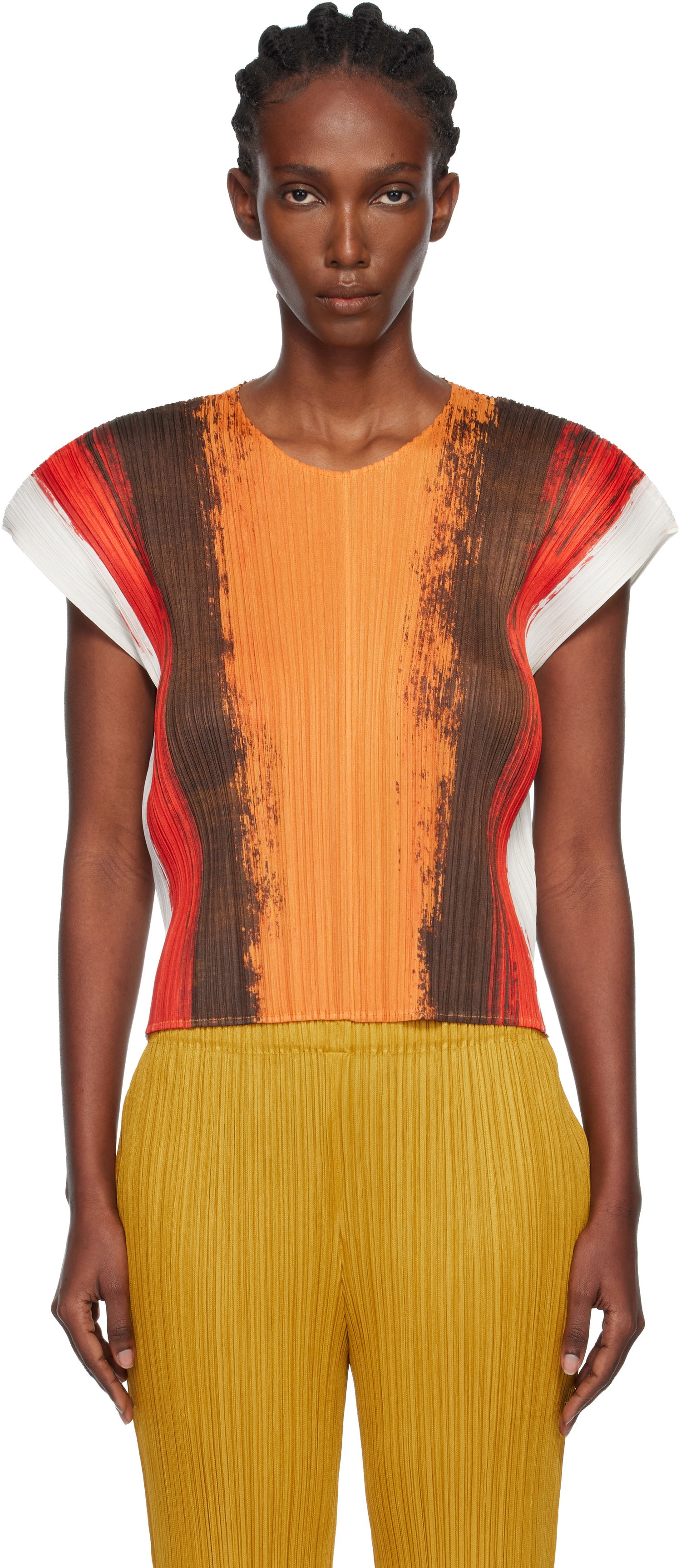 Тениска Pleats Please Issey Miyake PLEATS PLEASE ISSEY MIYAKE Pleated Short Sleeve Brushstroke Top Многоцветен | PP58JK672, 0