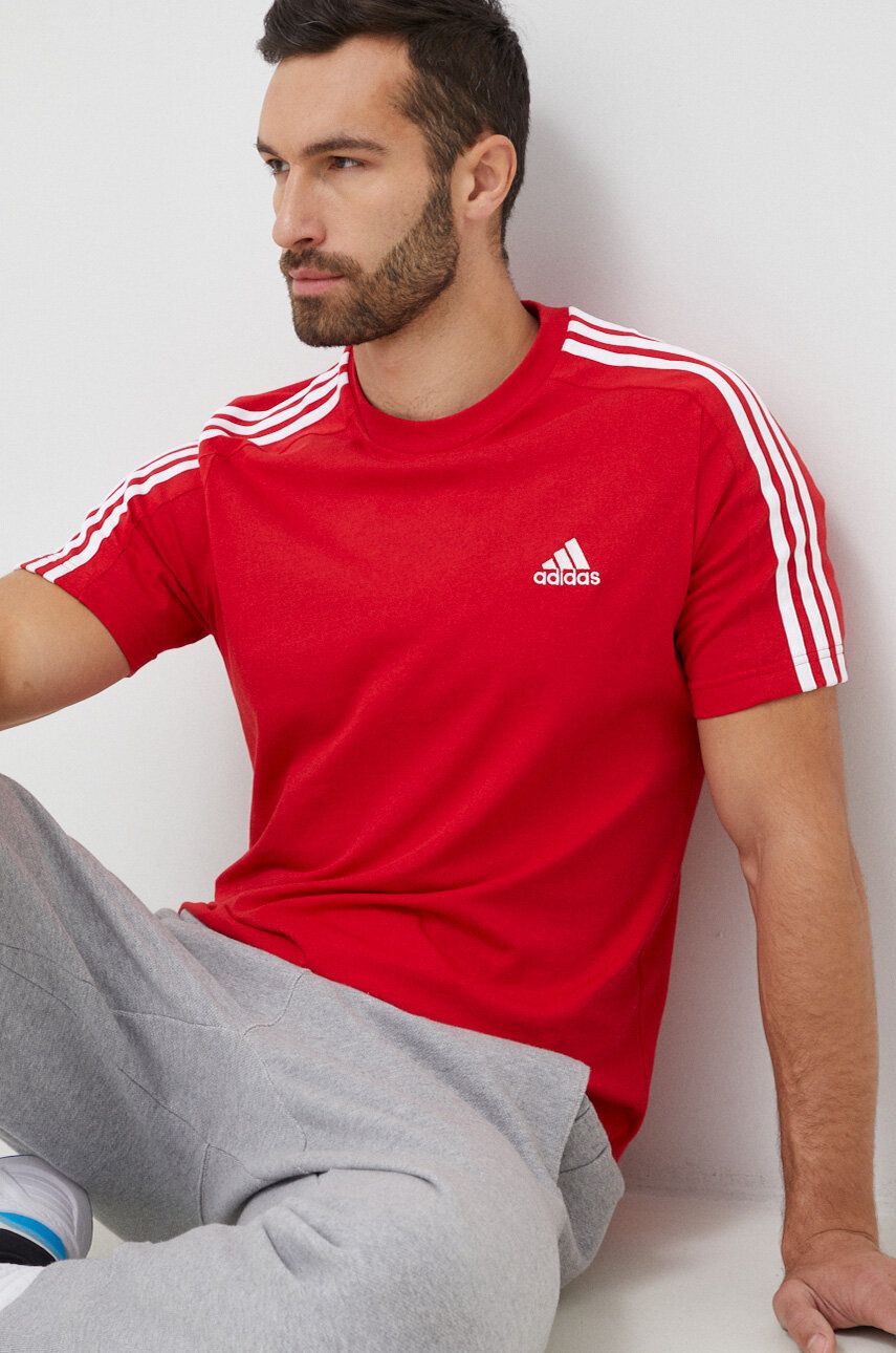 Тениска adidas Performance Essentials Single Jersey 3-Stripes T-Shirt Червено | IC9339, 0