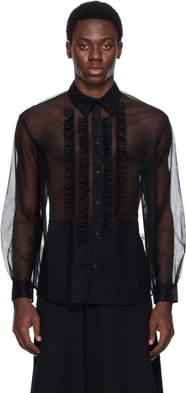 Риза Simone Rocha Simone Rocha Sheer Ruffle Bib Shirt Черно | 5241 0069, 0