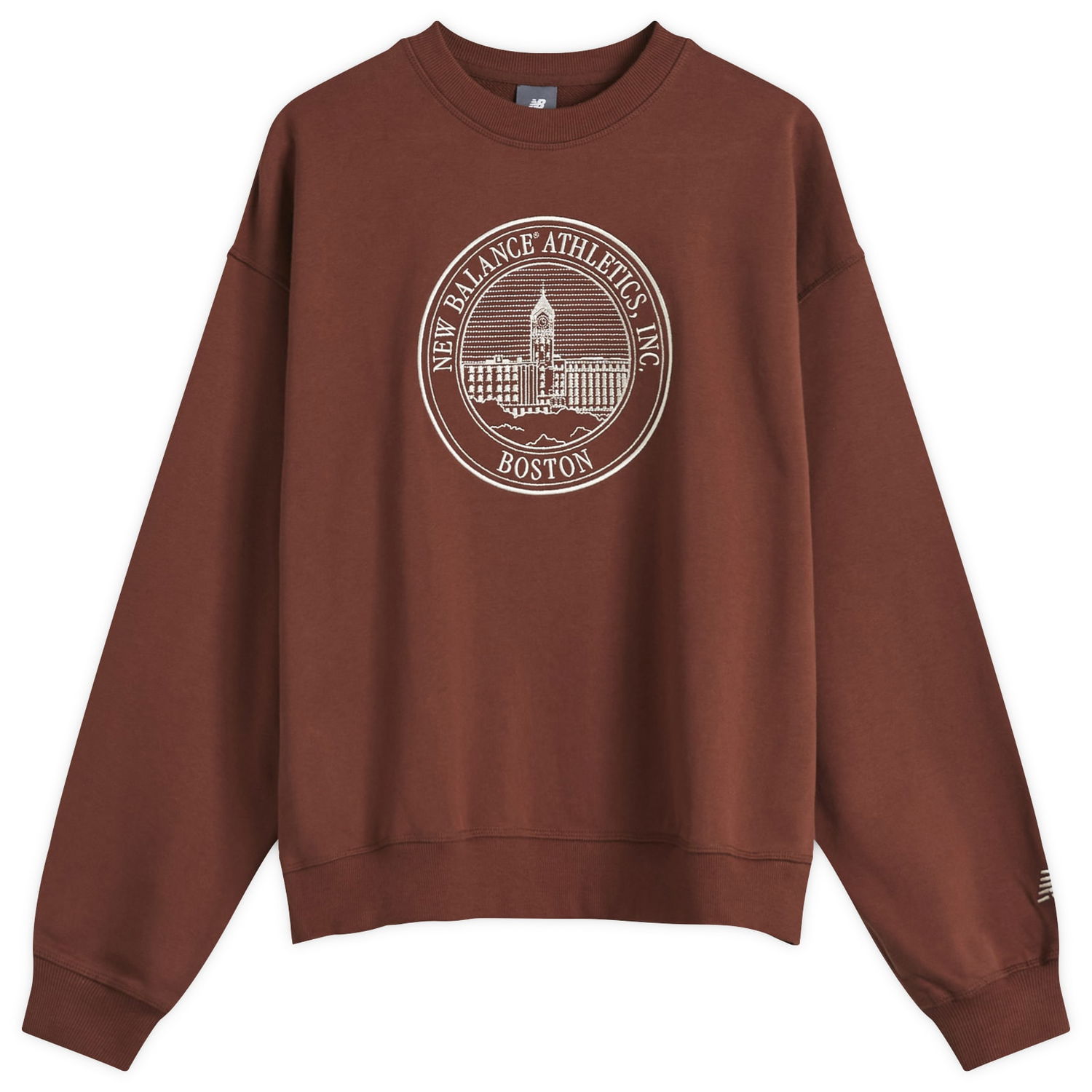 Суитчър New Balance Varsity Oversized Crewneck Sweatshirt Кафяво | WT43553-ROK, 0