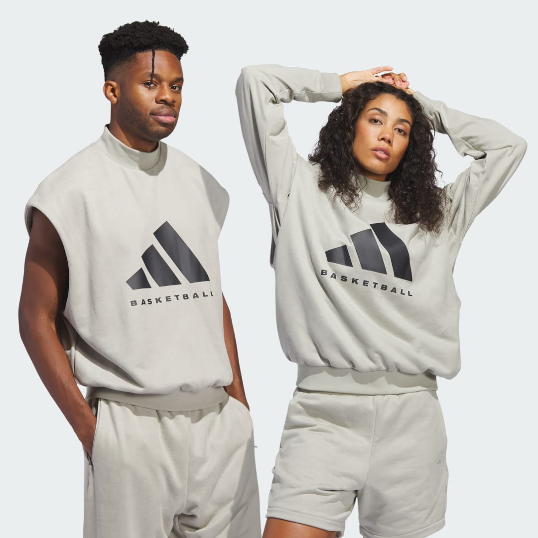 Суитчър adidas Performance Basketball Sueded Sleeveless Sweatshirt Сиво | IN7704, 0