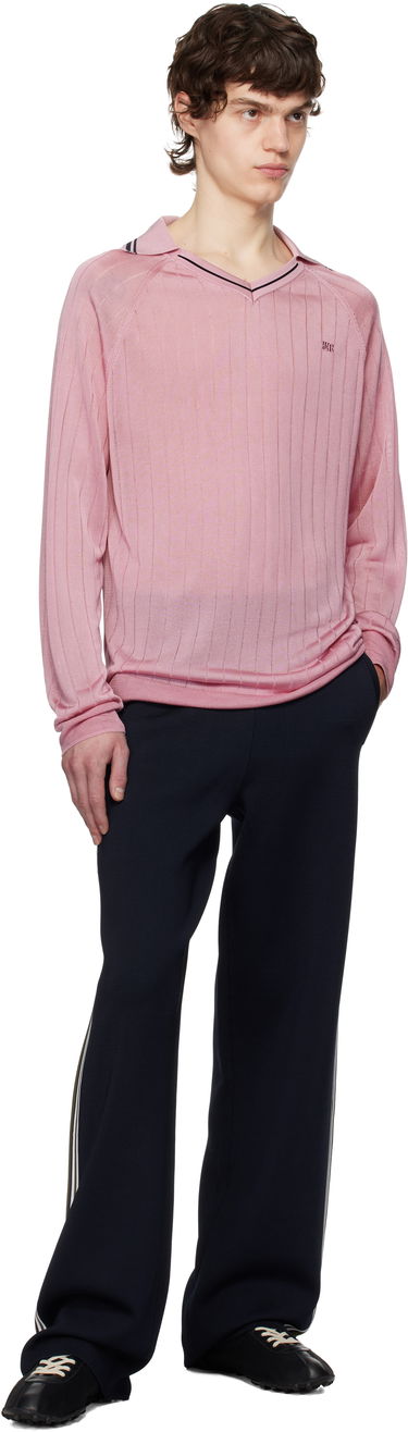 Пуловер Wales Bonner Wales Bonner Roots Knit Polo Shirt Розово | MS25KN33-KN08-200 BRIGHT RAYON, 3