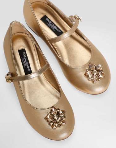 Кецове и обувки Dolce & Gabbana Dolce & Gabbana Nappa Leather Ballet Flats With Brooches Металик | D11376AX26180997, 3