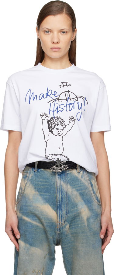Тениска Vivienne Westwood Classic Make History! Baby Graphic T-shirt Бяло | 3G010048-J001M-, 0
