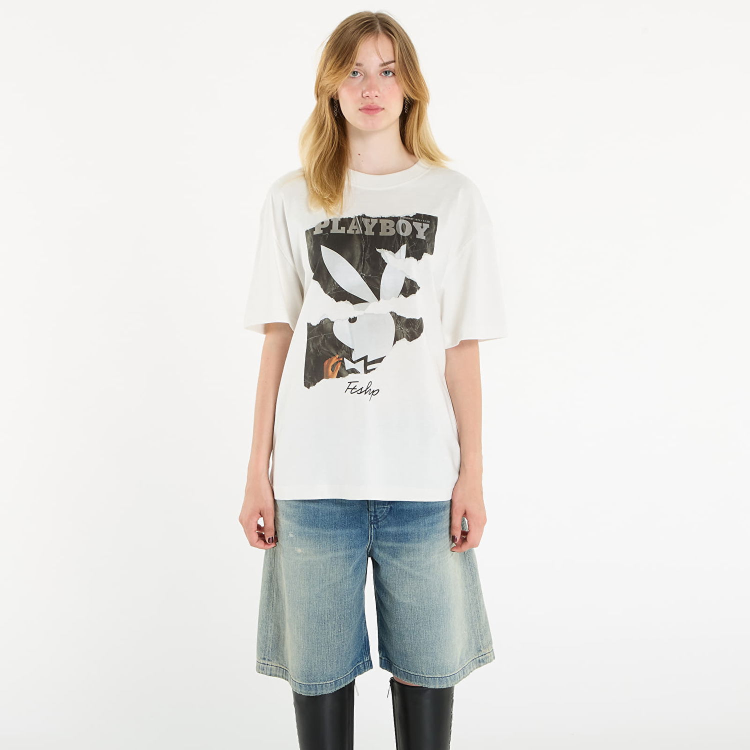 Тениска Footshop Playboy x FTSHP Cover Tee 1974/1 UNISEX Off-White Бяло | FTSHP_521, 1