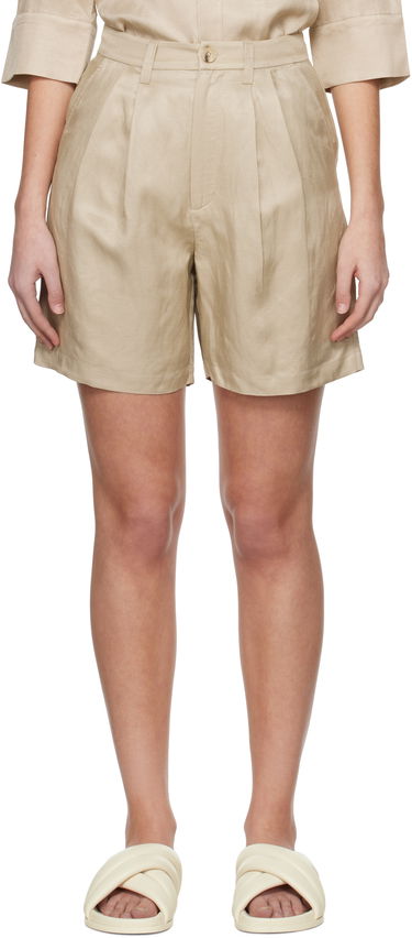 Къси панталони Anine Bing Anine Bing Carrie Pleated Linen Shorts Бежово | A-05-9356-OMA10, 0