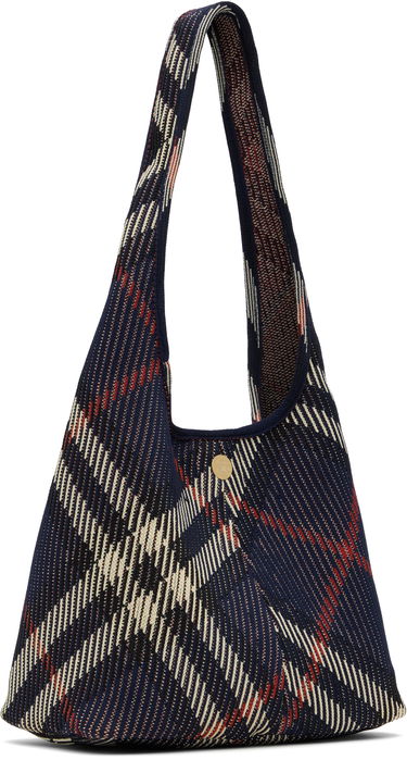 Дамска чанта Burberry Burberry Small Check Knitted Shoulder Bag Синьо | 8102531, 2
