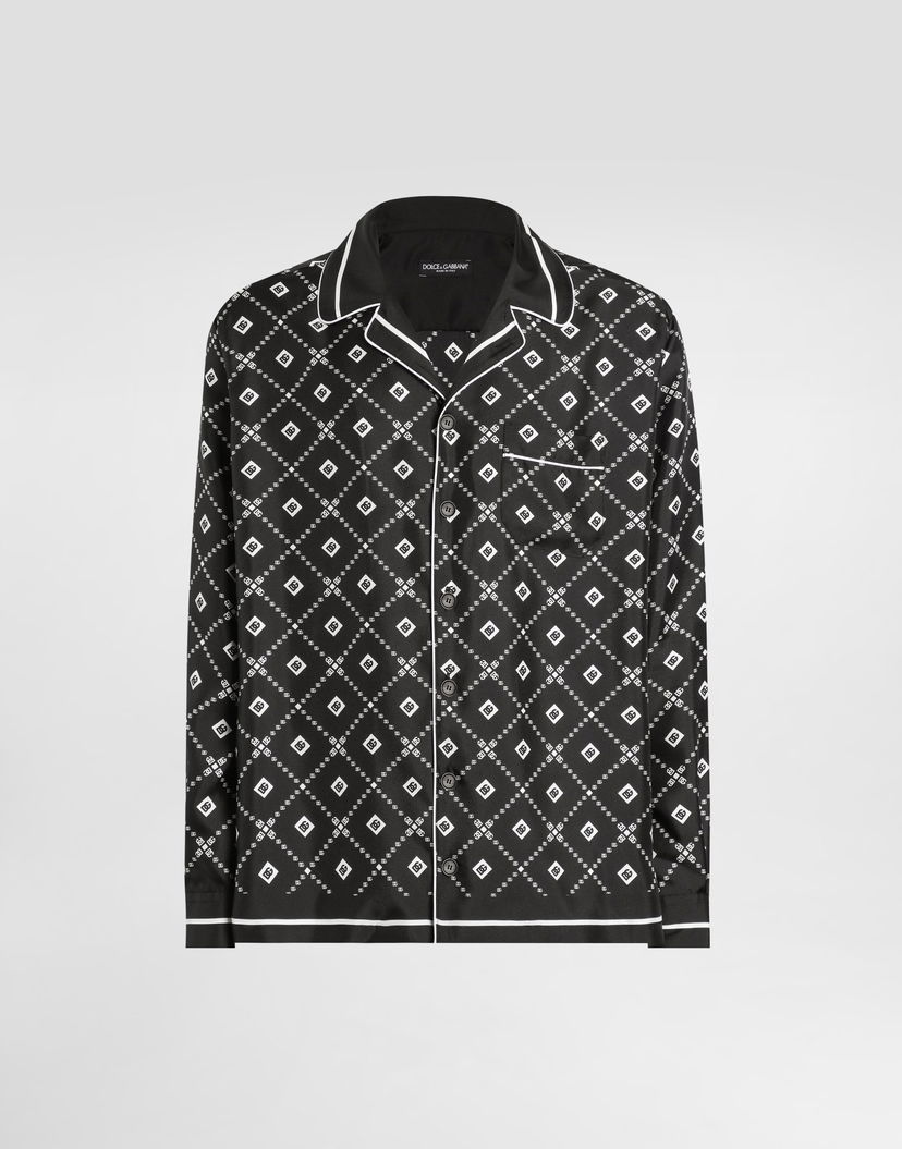 Риза Dolce & Gabbana Dolce & Gabbana Men's Silk Twill Vanity Shirt Черно | G5IF1THI1ZVHH8TA