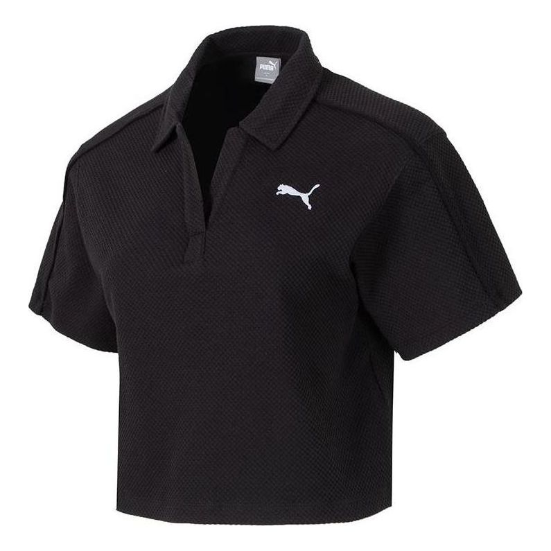 Поло тениска Puma Textured Cropped Polo Shirt Черно | 682156-01, 0