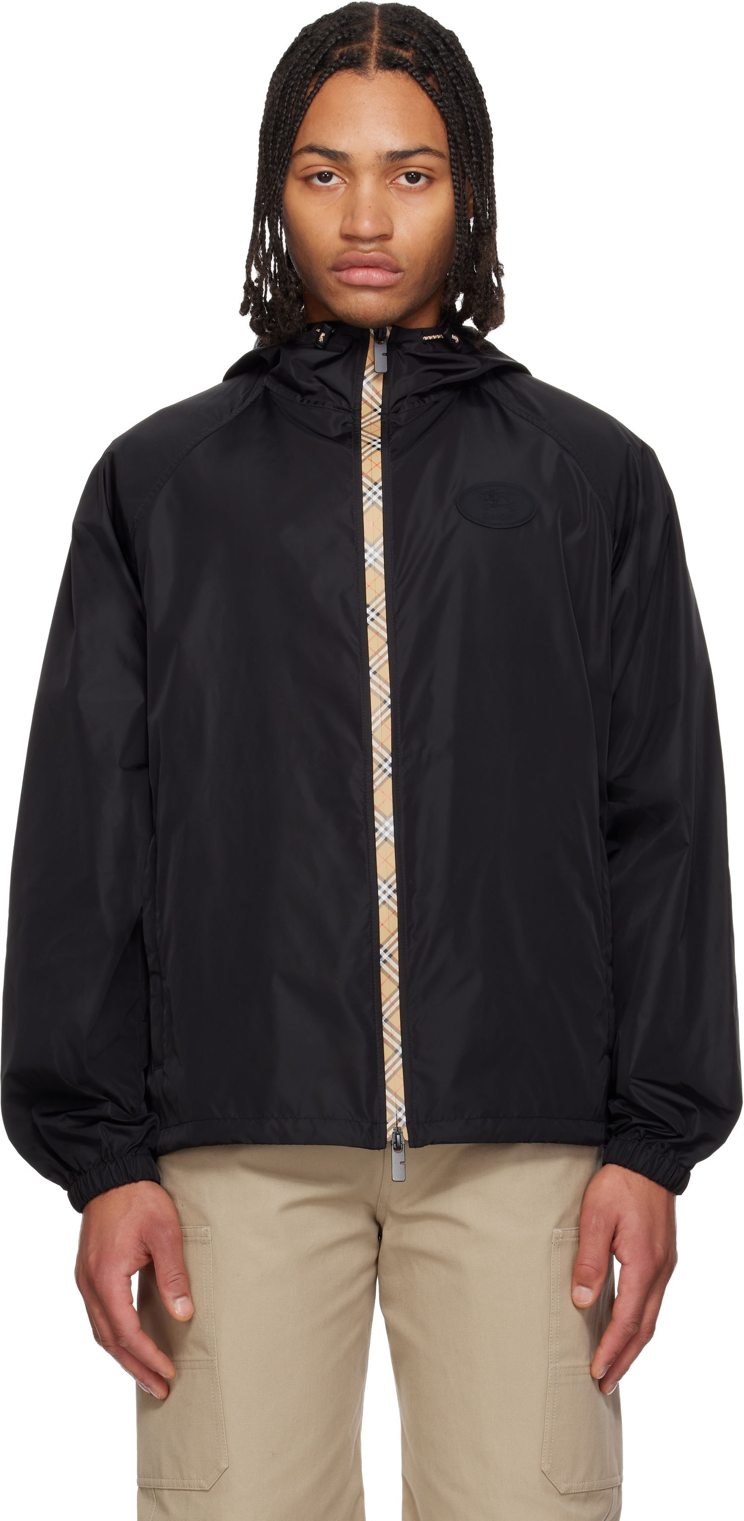 Ветровка Burberry Checker-Tape Nylon Hooded Jacket Черно | 8122848, 0