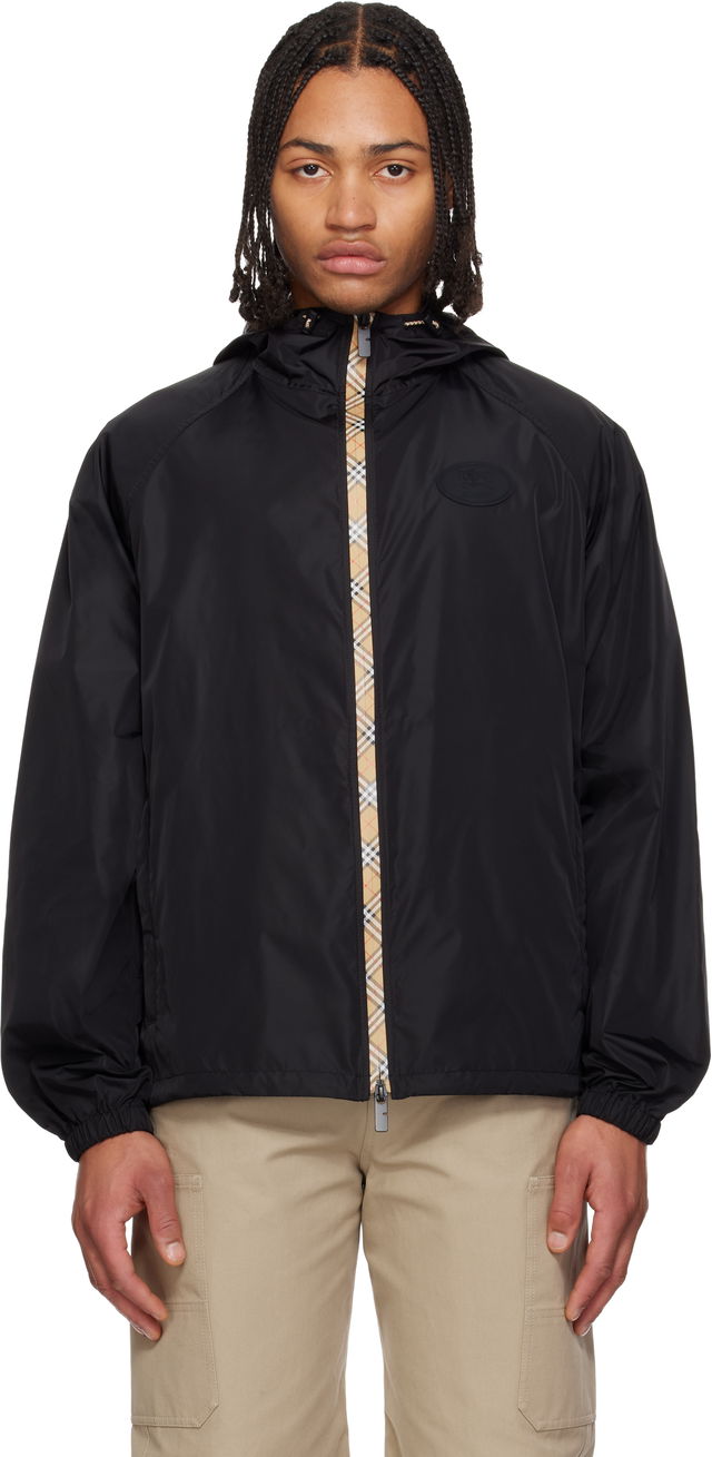 Checker-Tape Nylon Hooded Jacket