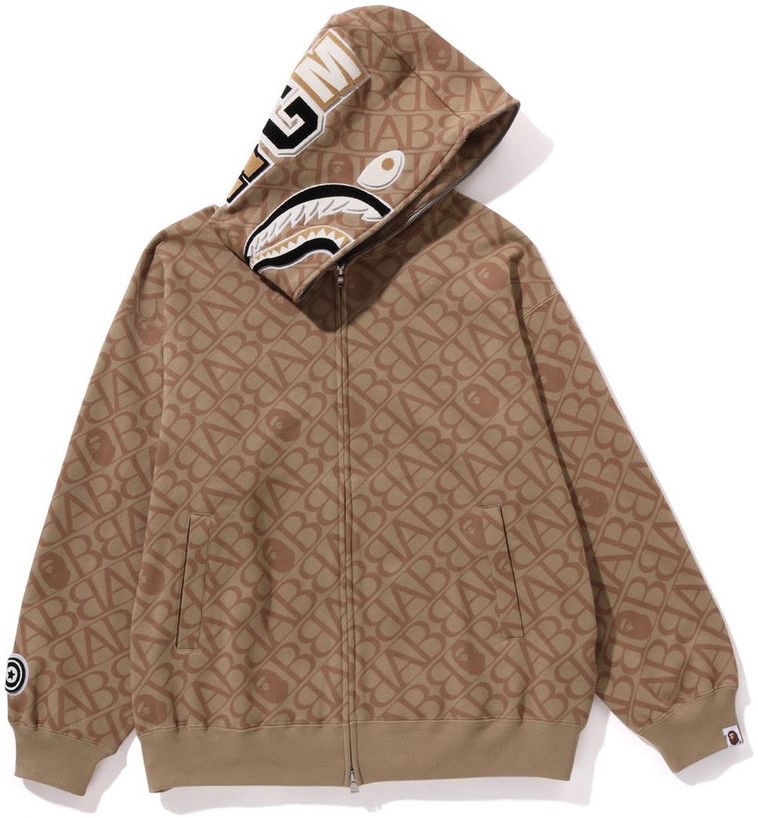 Суитчър BAPE Bape Sport Monogram Shark Full Zip Hoodie Beige Бежово | 1J80115054-BEI, 0