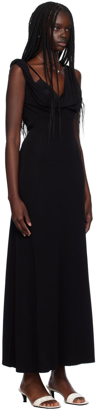 Pокля TOTEME Twist Drape Maxi Dress Черно | 243-WRD2970-FB0162, 1