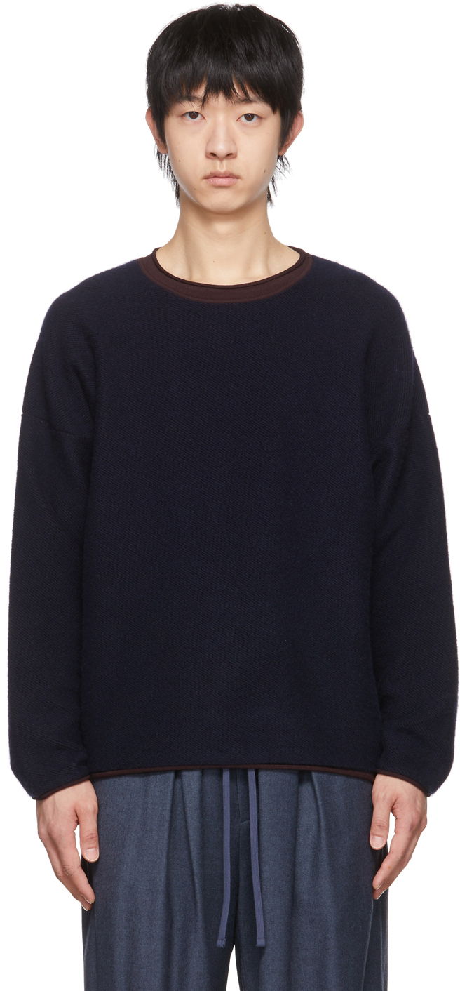 Пуловер The Row Ebbe Navy Wool Sweater Синьо | 343-Y109