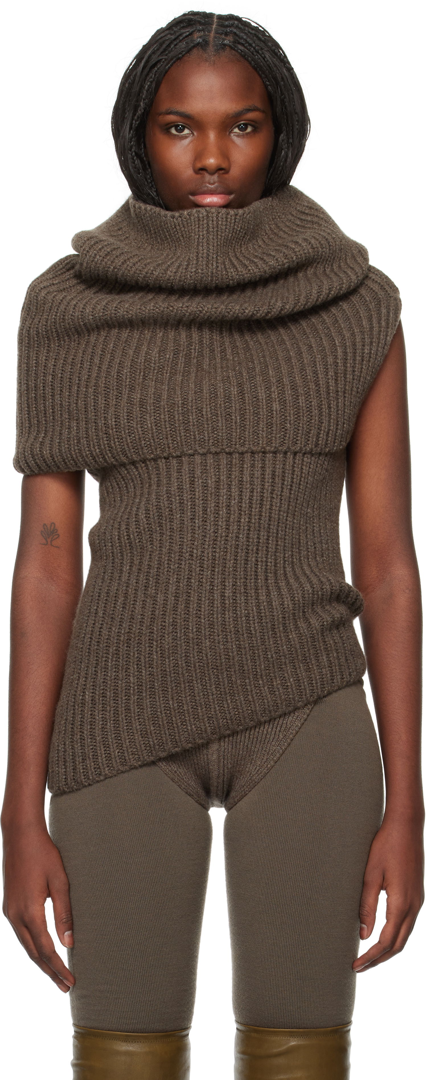 Пуловер Rick Owens Ribbed Knit Turtleneck Top Сиво | RO02D3673 HWS, 0