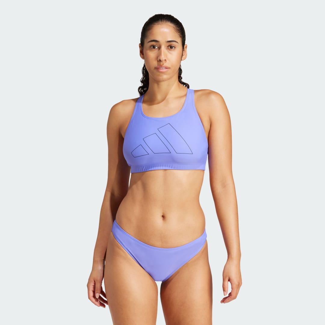 Бански adidas Performance Big Bars Bikini Top Лилаво | JJ2170, 0