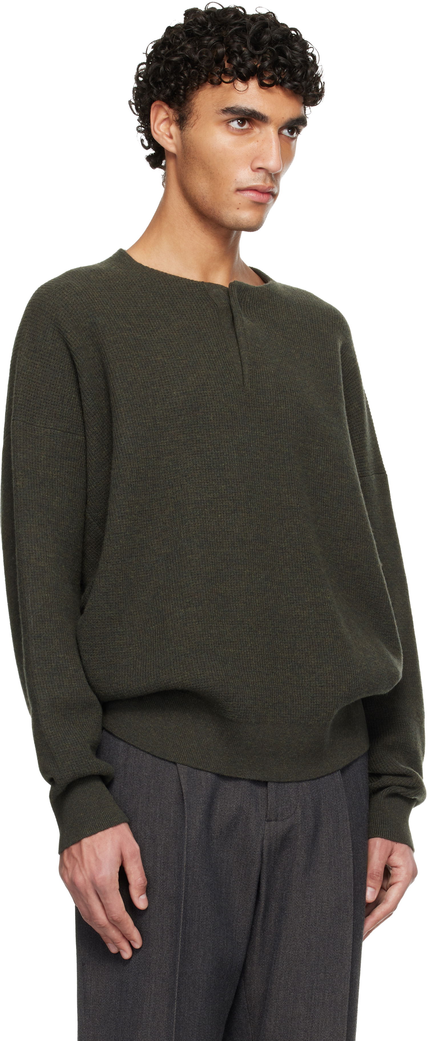 Пуловер Fear of God Long-Sleeve Textured Knit Henley Sweater Зелено | FG25FW20-204LAW-019, 1