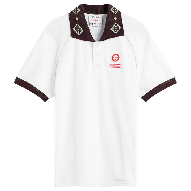 Textured Pique Chenille Collar Raglan Polo