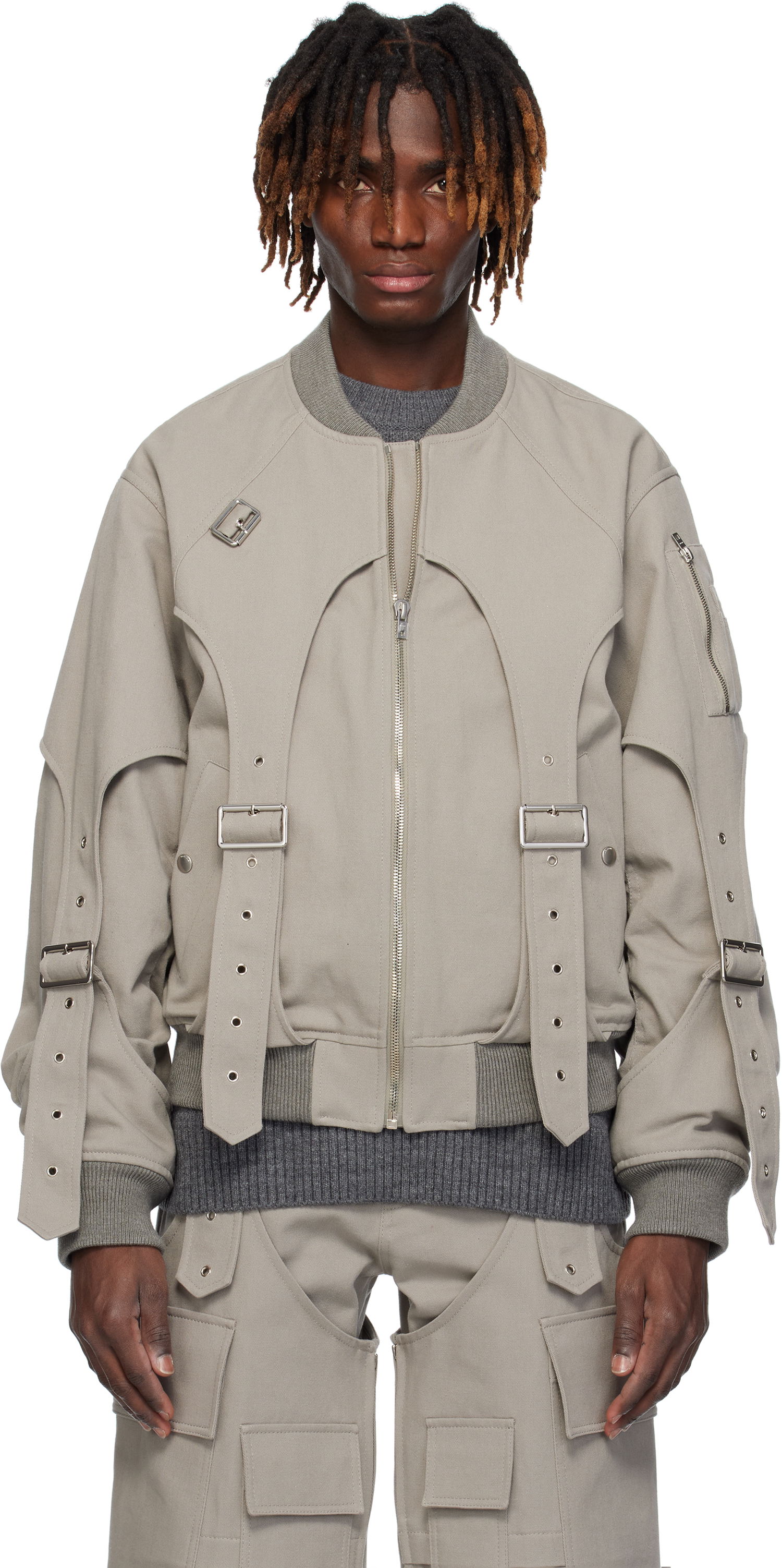 Яке бомбър We11done We11done Double Layered MA-1 Bomber Jacket Сиво | WD-JP0-25-032-U-GY, 0