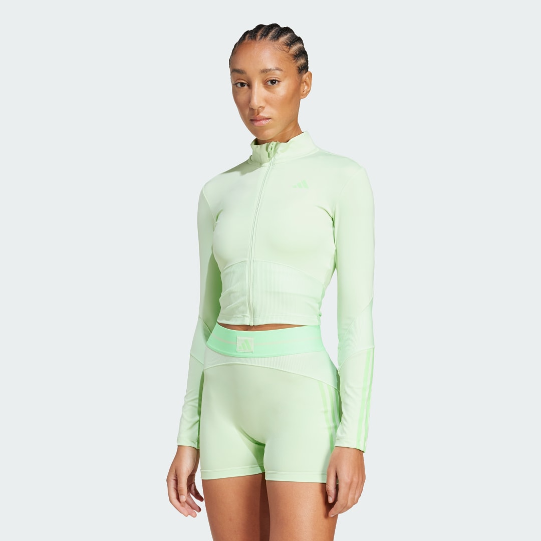 Комплект adidas Performance Hyperglam Rib Zip Thru Top Зелено | JY2091, 0