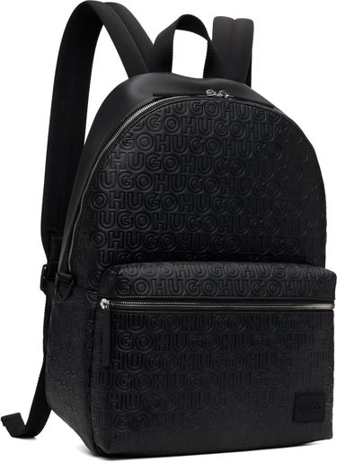 Раница BOSS Hugo Embossed-Logo Faux-Leather Backpack Черно | 50552901, 1