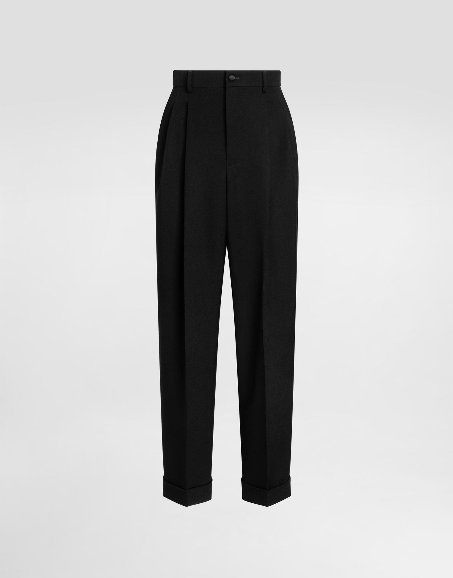 Панталони Dolce & Gabbana Dolce & Gabbana Wool Gabardine Cuffed Trousers Черно | GP17FTFU21EN0000, 0