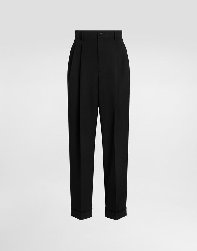 Dolce & Gabbana Wool Gabardine Cuffed Trousers