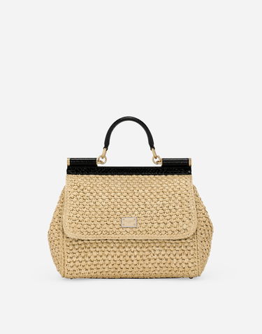 Дамска чанта Dolce & Gabbana Large Sicily Raffia Handbag Бежово | BB6002A2Y848S193, 0