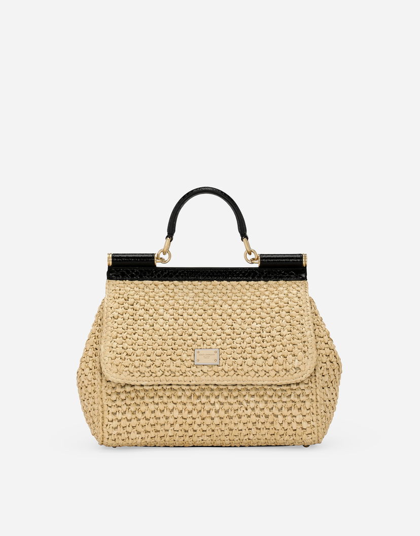 Дамска чанта Dolce & Gabbana Large Sicily Raffia Handbag Бежово | BB6002A2Y848S193