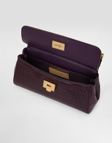 Дамска чанта Dolce & Gabbana Dolce & Gabbana Elongated Sicily Alligator Leather Handbag Лилаво | BB7116B2EM08X058, 3