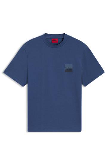 Тениска BOSS Relaxed Fit Cotton Tee with Split Logo by HUGO Синьо | 50542816, 0