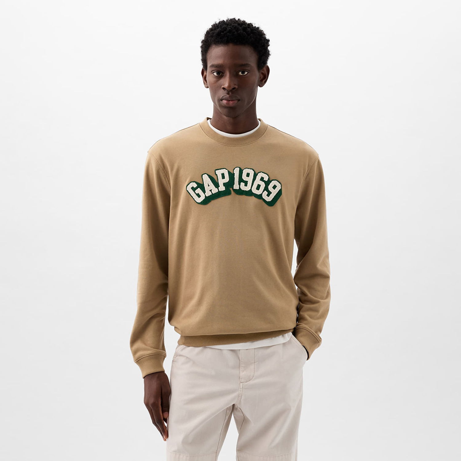 Суитчър GAP Logo Crewneck Sweatshirt Perfect Khaki Зелено | 829103-08, 0
