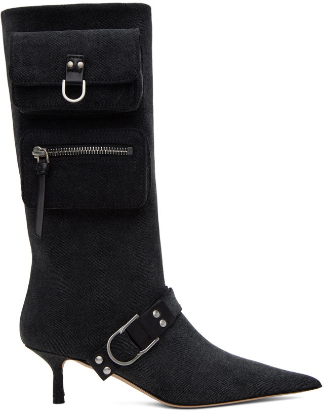 Blumarine Jeanne Denim Kitten Heel Boots