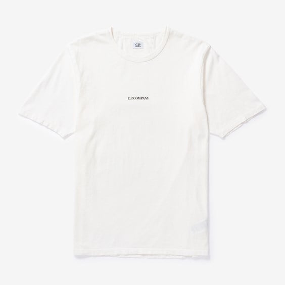 Тениска C.P. Company 24/1 Jersey Garment Dyed Logo T-shirt Бяло | 16CMTS085A-103, 0