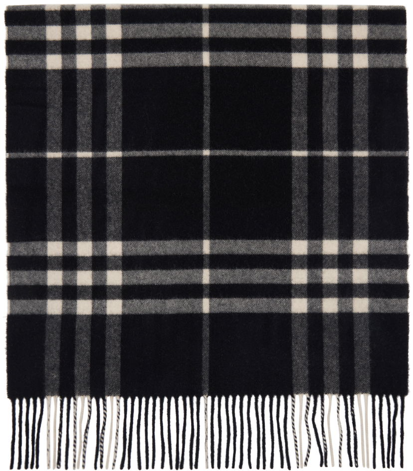 Облекло Burberry Black Wide Cashmere Check Scarf Черно | 8094739