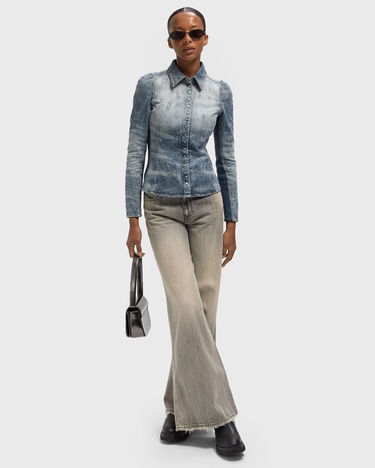 Риза Diesel Light Wash Distressed Denim Shirt with Side Panels Синьо | A21284-068TY-01, 1