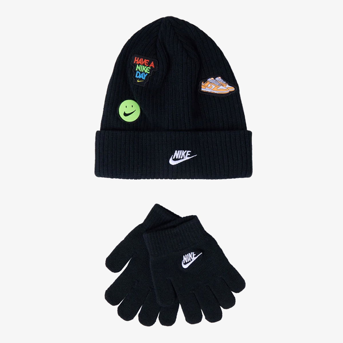 Аксесоари Nike Knit Beanie and Gloves Set with 'Have a Nike Day' Patches Черно | 9A3135-023, 1