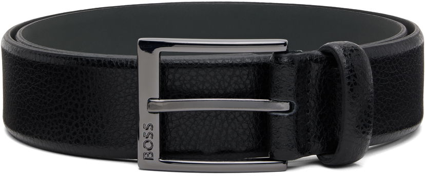 Колани BOSS Pebbled Leather Rectangular Buckle Belt Черно | 50541158