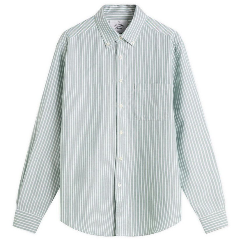 Риза Portuguese Flannel Belavista Stripe Button Down Oxford Shirt Зелено | AW250010-WBL