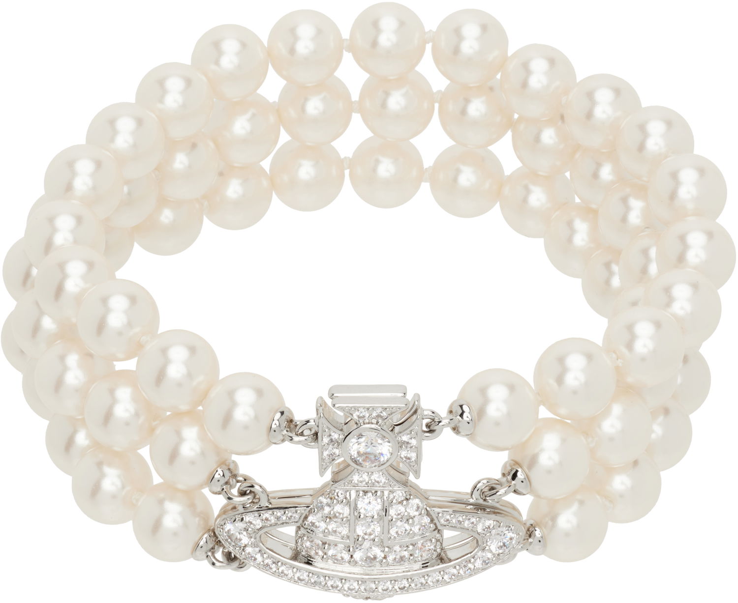 Гривна Vivienne Westwood Vivienne Westwood Graziella Three Row Pearl Bracelet Бяло | 6103008J-02P132, 0
