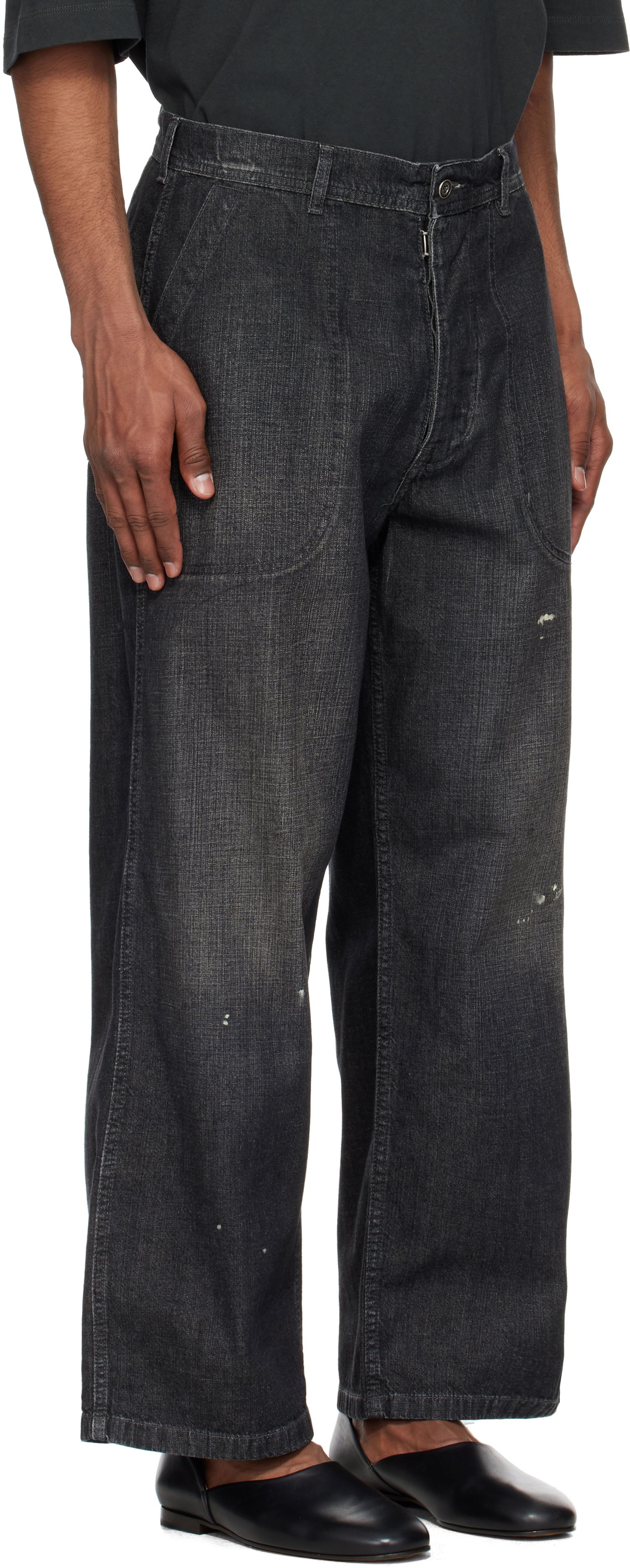 Дънки Maison Margiela Maison Margiela Distressed Wide-Leg Jeans Черно | S50KA0693 M30025, 1