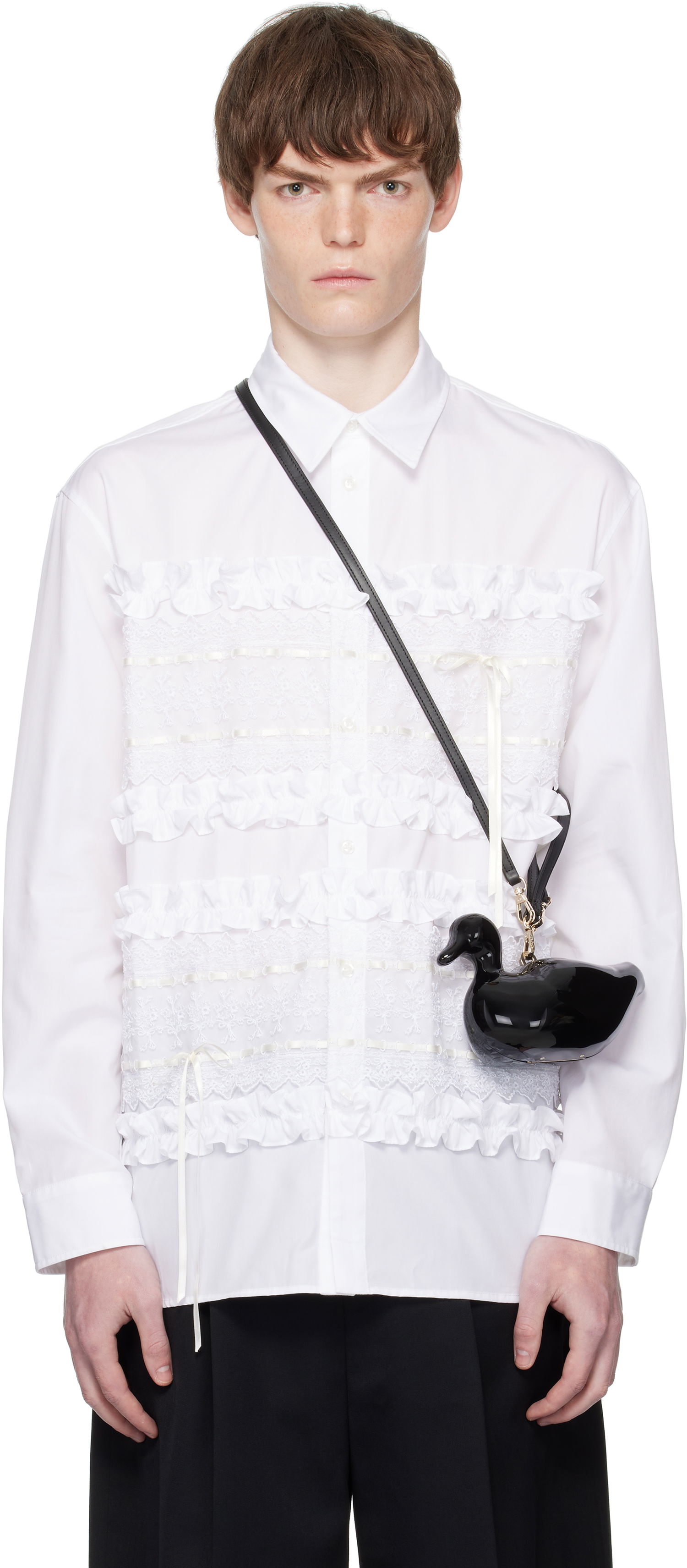 Риза Simone Rocha Simone Rocha Lace Ribbon Trim Shirt Бяло | 5391 1025, 0